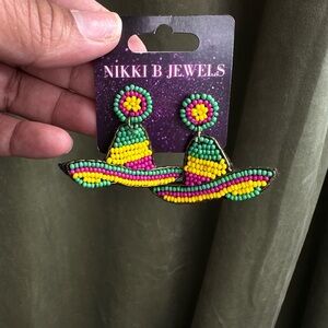 NWT nikkis b jewels large multi color Beaded Sombrero Earrings